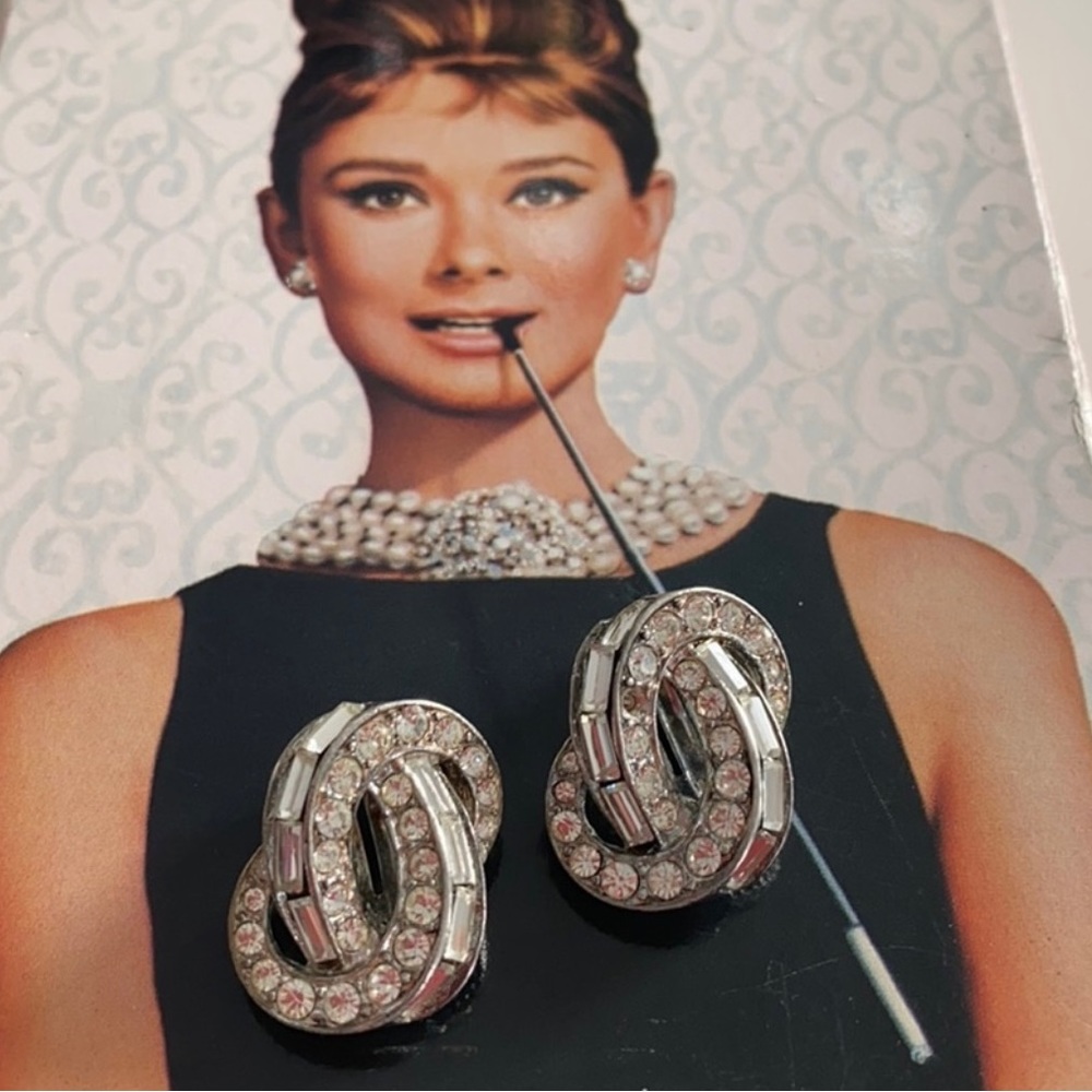 Vintage Carolee Rhinestone Clip On Earrings